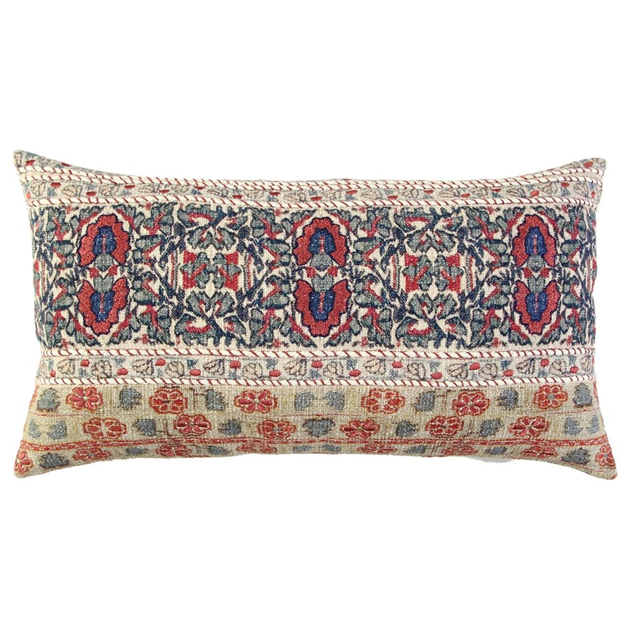 Edge Collections - 26 x 14 x 6.25 inches - Red - Timeless Patterned Lumbar Pillow for Living Room - 1 Piece